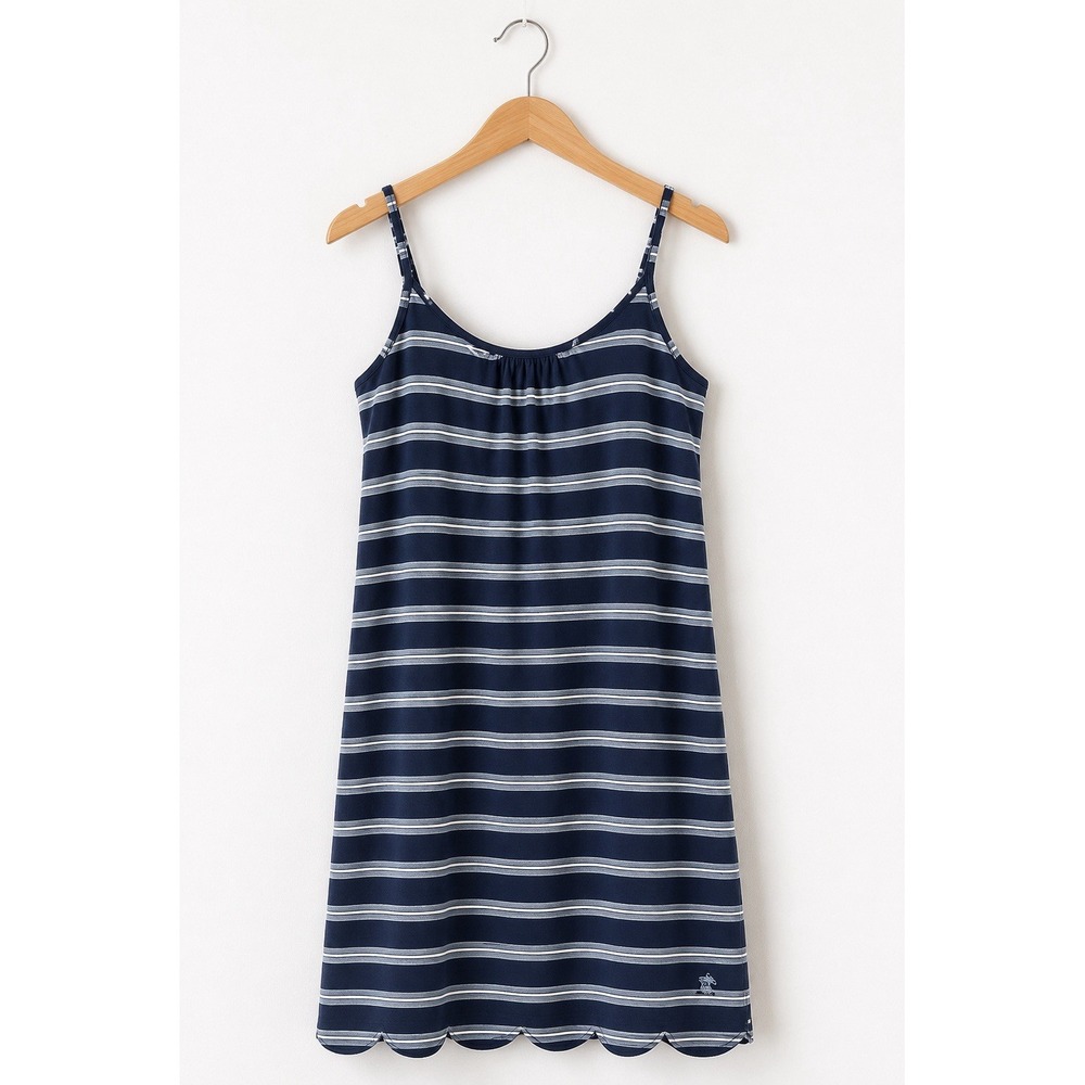 Southern Tide Womens Sz S Navy White Striped Scallop Hem Racerback Cotton Dress